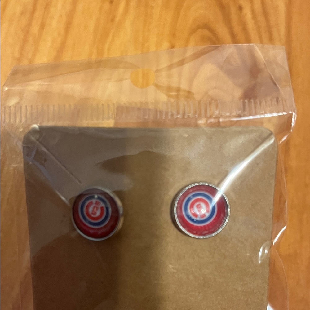 Cubs Logo Stud Earrings - handmade